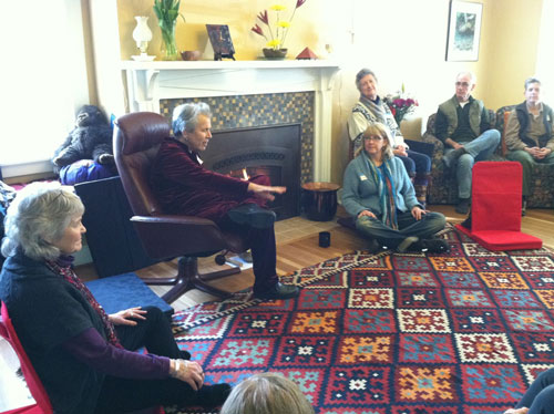 Nelly Kaufer gives a dharma talk to meditation students at the Pine Street Sangha open house.
