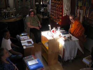 Students receive teachings at Losang Tsering’s gonpa in Seattle
