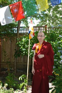 Losang Tenzin Tsering in his back yard in Seattle