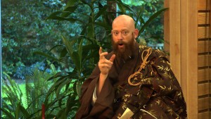 Kosen Eshu Osho, also known as Eshu Martin, gives a dharma talk during the Osho ceremony.