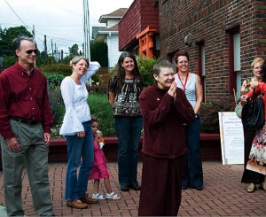 Pema Chodron visits Nalanda West in 2009, when the organization sponsored her teachings at the University of Washington