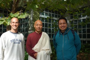 Anam Thubten (middle), with event organizers Ed Bland (left) and Chris Charles (right)