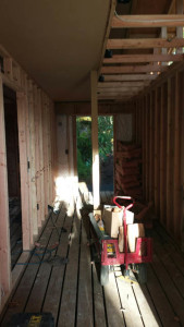 The entry, known as the mudroom, being framed