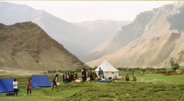The 1996 Women’s Pilgrimage Group camping at Tsogyal Lhatso, Yarlong Valley in Tibet