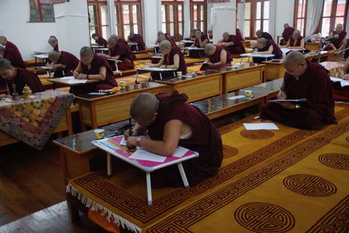 Another view of nuns taking the written exams.