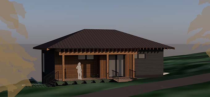 A north view of the Monks’ Retreat House, which will offer a secluded place for retreat for senior monastics.