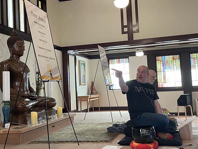 Gregory Maloof in a teaching moment along with Doyle Banks during a daylong retreat.