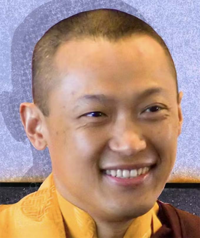 Portland sangha members celebrate Losar in front of the Portland Meditation Center in 2020.