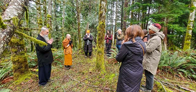 Taoist Master Shifu Mo ZhiCheng, founder of the Seattle-based Taoist Institute, visited the land in North Bend in February, 2026, offering perspective on nature to Ajahn Nisabho and Clear Mountain members