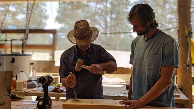 Qapel and Jordan Allain working on fine details for Orion cabin