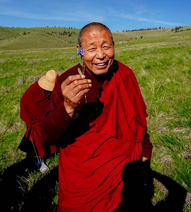Khen Rinpoche enjoying a hike at the Namchak Retreat Ranch