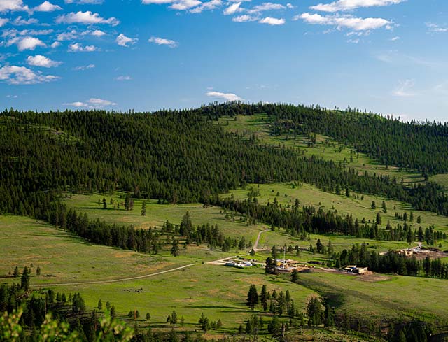 An aerial view of the Namchak Retreat Ranch