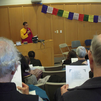 Ven. Tulku Yeshe Gyatso, a monk from Sakya Monastery in Seattle, spoke movingly of compassion, and the situation of people in Tibet.