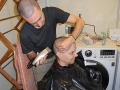 Shaving heads for one-year retreat: Bryce Kasson, Jane Harden