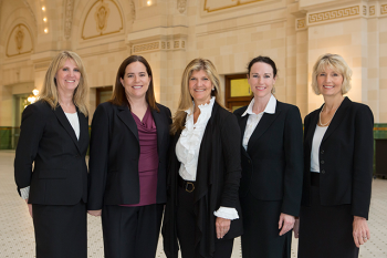 The partners at Integrative Family Law: Left to right, Sharon Friedrich, Paige Haley, Carol Bailey, Jennifer Forquer and Lisa DuFour