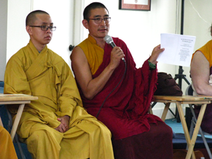 Ven. Tulku Yeshe Gyatso of the Sakya Monastery, right, led a short meditation