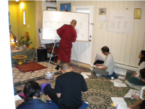 Ven. Pannobhasa teaching the dhamma in the shrine room