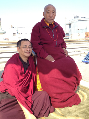 Dzogchen Ponlop Rinpoche with his teacher, Khenpo Tsultrim Gyamtso Rinpoche, in Kathmandu, March, 2012