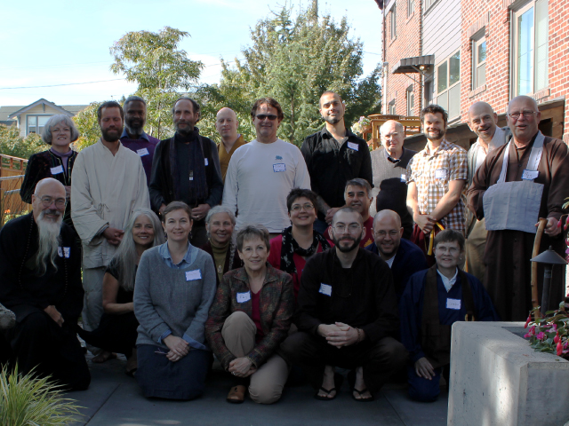 Participants of the 2013 teachers meeting in the garden at Dai Bai Zan Cho Bo Zen Ji in Seattle