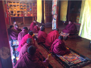 Shedra class studying the Thirty-Seven Practices of the Way of the Bodhisattva