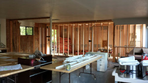 The destruction of the old dining area before reconstruction of the new