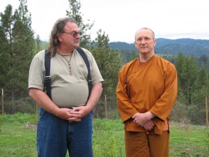 Roger Fox with Ajaan Pasanno Bhikkhu, abbot of Abayagiri Monastery in California
