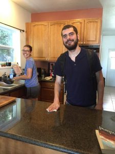 Mia Carlstrom and Rothman working in the kitchen at Trillium House.