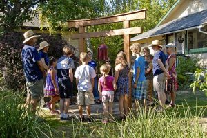 Ashland Zen Center holds an annual summer camp for children, Friendship Mountain. Here, campers and counselors circle up in the morning around the friendship bell as the day begins.