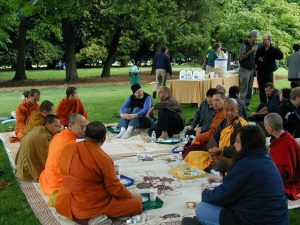 Northwest Dharma Association brings people from many traditions together in harmony, as it has for many years. This photo is of the 2005 Change Your Mind Day celebration, in Seattle’s Volunteer Park.