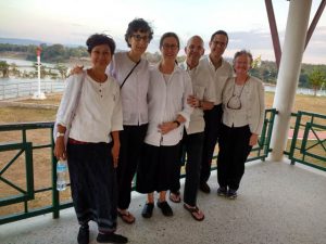 At Two Color River, the confluence of the Mun and Mekong rivers. Left to right: Krissy Martin, Carole Melkonian, Joan Benge, Scott Benge, Matthew Grad, Ruby Grad