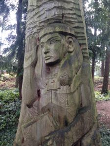 Dudley C. Carter's carving of Chief Spokane Garry at St. Dunstan's Church