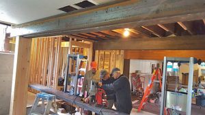 Drilling a steel beam, during the renovation
