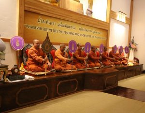 Monks conduct a ceremony at Atammayatarama Buddhist Monastery and Meditation Center in Woodinville