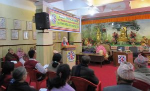 Willa Schneberg speaking about writing Buddhist poetry at  Dharmakirti Vihar in Kathmandu