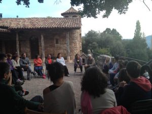 The Leveys with members of their Dharma Learning Expedition, in the Catalan region of Spain