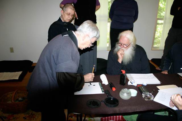 Eido Frances Carney teaching Japanese calligraphy. Photos by: Eido Frances Carney