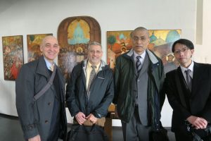 A group photo at  the Chapel of St. Ignatius at Seattle University. From left: Dr. Thierry, Dr. Peduti, Prof. Sato, Prof. Tokushige