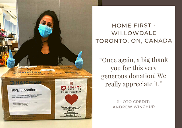 Home First in Toronto received a shipment of personal protective Equipment.