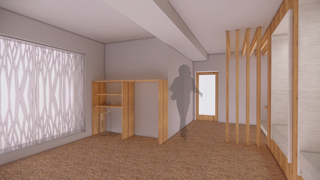 The planned new meditation room will feature a metal graphic representing Northwest forests, and a soft floor for meditation