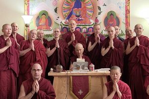 The abbey community closed the first online Sharing the Dharma event with a Dharma song and dedication chant.