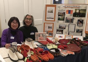 Sue and Gail Kaminishi promoting the work of Maitreya Charity, at a Seattle Northwest Dharma Association event