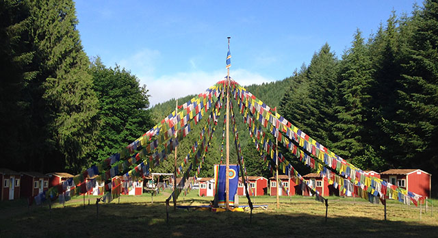 Retreatants practice in huts around the Mandala Garden, at the Dzogchen Retreat Center in Oregon