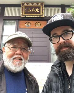 Nomura and author Nat Evans at Zenshuji Soto Mission in Los Angeles, during Rohatsu sesshin