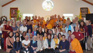 Kyabje Ling Rinpoche’s visit drew a huge crowd, requiring him to teach in the dining room