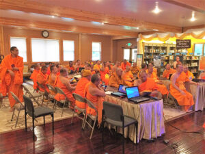 Thai monks in a conference, during the 2018 monastic gathering