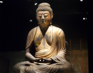 A statue of the Buddha from the Seattle Asian Art Museum’s recently renovated showcase of Buddhist art