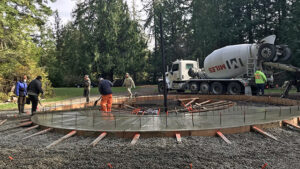Pouring the Peace Pagoda foundation on Oct. 23, 2020