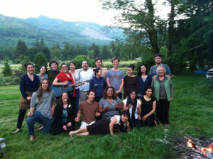 Wake Up members, 18 to 35,  celebrate their retreat at Mountain Lamp Community in Deming, Washington
