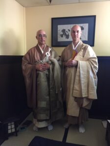 Genjo Marinello Osho and Rinzan Pechovnik Osho in the No-Rank Zendo dokusan room