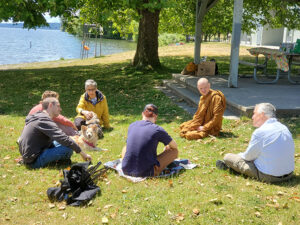 Ajahn Nisabho shares the Dhamma with community members at Clear Mountain’s first public gathering on June 9th, 2021 at Seattle’s Volunteer Park.